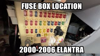 2000-2006 Hyundai Elantra: Fuse Box Location