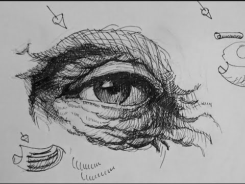 Pen Ink Drawing Tutorials | How to draw eyes with wrinkles