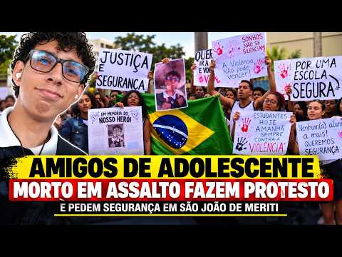AMIGOS DE ADOLESCENTE M0RT0 EM ASSALTO FAZEM PROTESTO E PEDEM SEGURANÇA EM SÃO JOÃO DE MERITI
