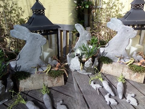 Osterhase aus Beton - Frühlingsdeko mal anders