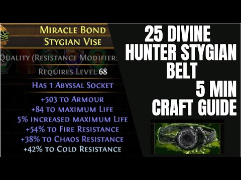 5 Min Guide to Crafting a 25 Divine Hunter's Stygian Vise Belt - Path of Exile Sanctum League - POE