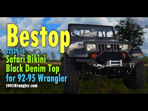 Bestop 52529 15 Safari Bikini Black Denim Top for 92 95 Wrangler
