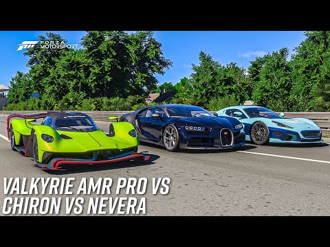 Aston Martin Valkyrie AMR Pro vs Bugatti Chiron vs Rimac Nevera | Forza Motorsport