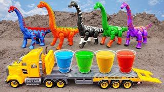 Dinosaurs long-necked rescue and assemble tractor truck, dinosasurs - Car Toy for kids