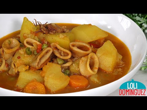 SALUDABLE GUISO DE CALAMARES O CHIPIRONES CON PATATAS.  Un guiso que hago en casa cada semana