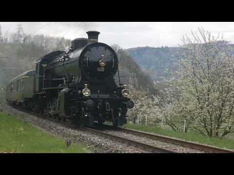 Dampflok "Elefant" und E-Lok "Krokodil" auf der alten Hauensteinlinie