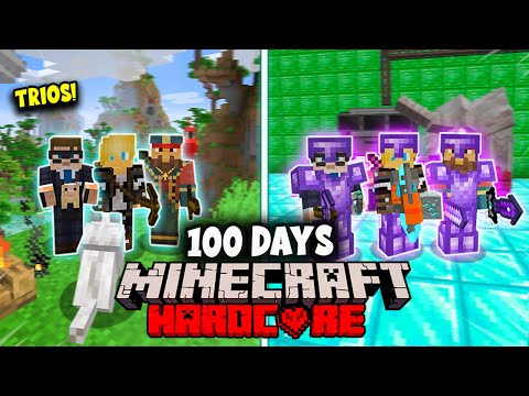 We Survived 100 Days In Hardcore MODDED Minecraft - Trios Minecraft Hardcore 100 Days