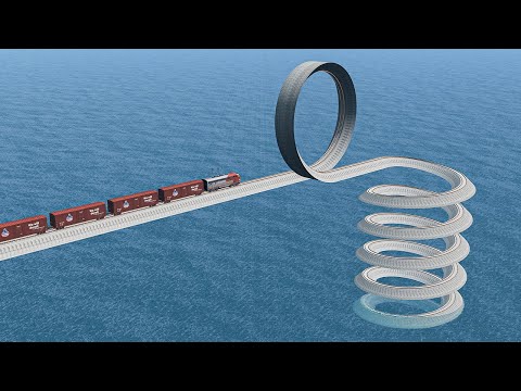 Impossible Loop Spiral Rail Tracks Vs Train Crossing - BeamNG.Drive