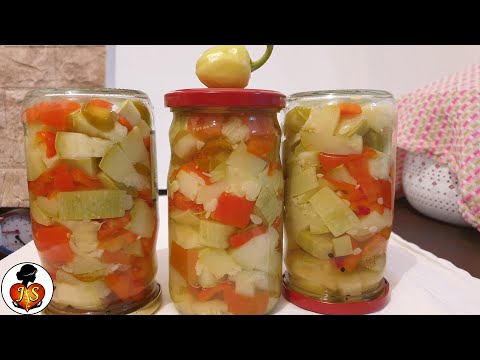 Ljutenica (spicy salad) with zucchini - Serbian recipe ( ljute tikvice)