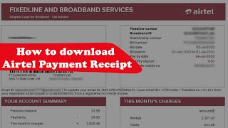 How to download airtel payment receipt | Airtel Bill payment ||  2 methods