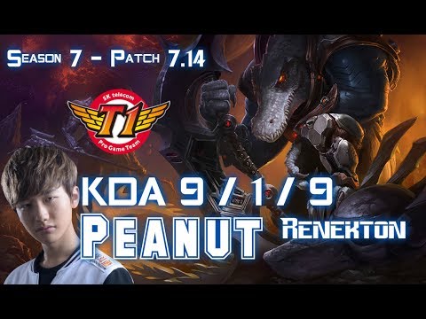 SKT T1 Peanut RENEKTON vs KLED Top - Patch 7.14 KR Ranked