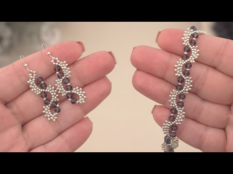 | DIY | Crystal Seed Bead Jewelry Tutorial: Bracelet & Earrings Design | Seed Beads Beading Tutorial