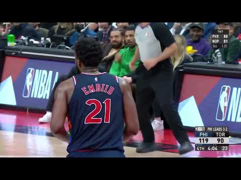 Embiid breaks out the airplane after a nasty dunk