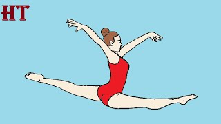 How to draw a gymnast easy Step by Step