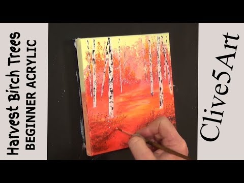 Easy How to paint with Acrylic Harvest Birch Trees