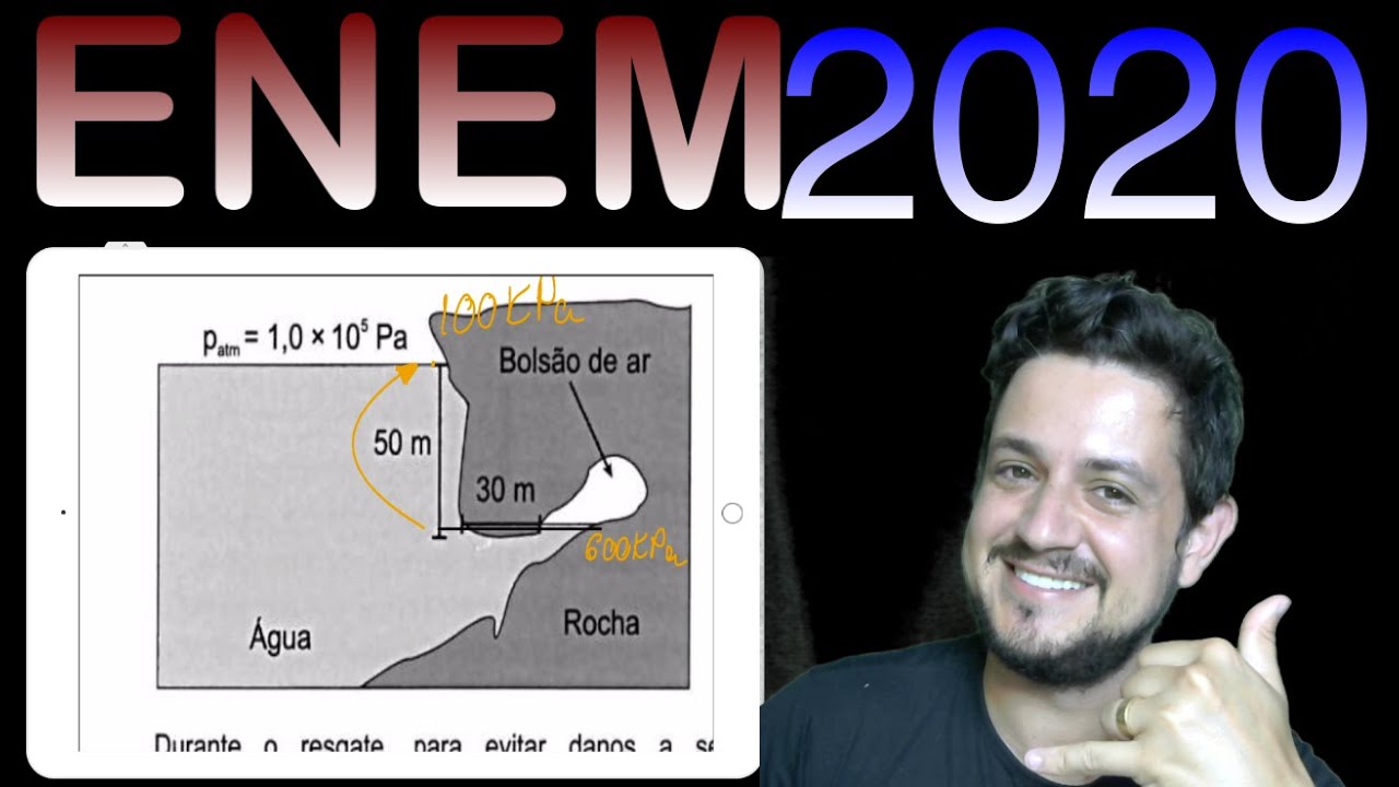 ENEM 2020 Um mergulhador fica preso ao explorar uma caverna no oceano...