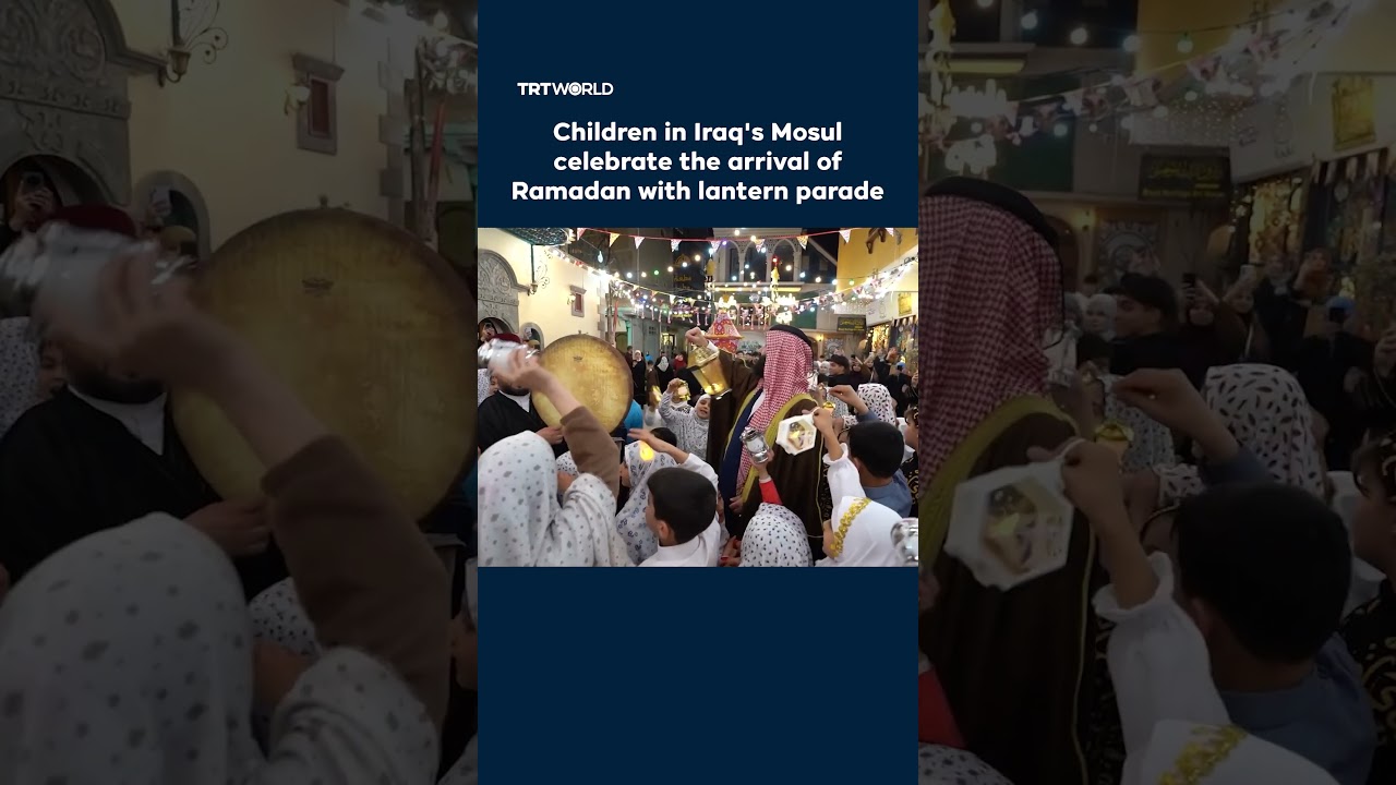 Video | Children in Iraq’s Mosul celebrate the arrival of Ramadan with lantern parade