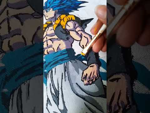 dibujando a gogeta (lienzo) #hashtag #art #anime #dragon #shorts
