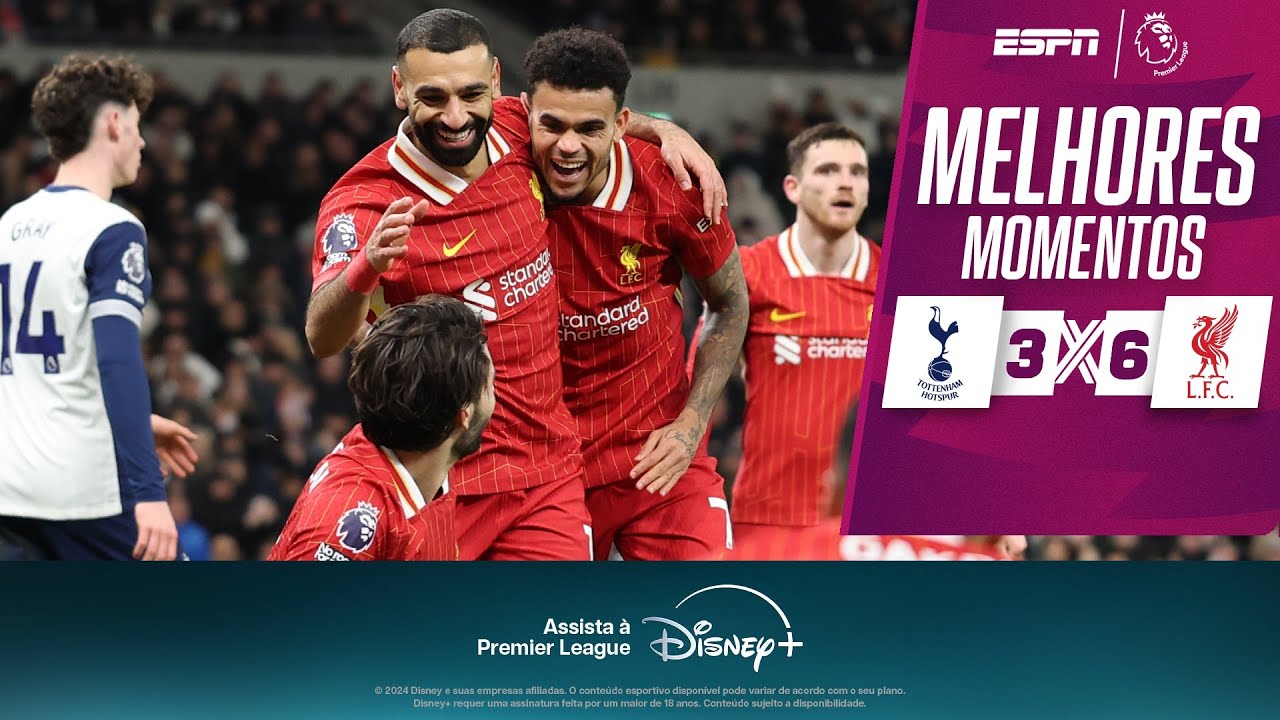 LIVERPOOL DESTRÓI O TOTTENHAM com goleada impiedosa e show de Salah na Premier League