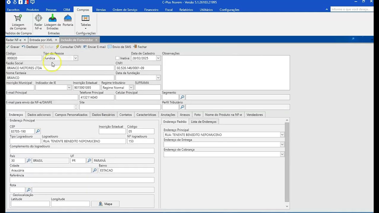 C PLUS 5   ENTRADA POR XML + CADASTRO DO CLIENTE + VENDA + EMISSAO DE NF E
