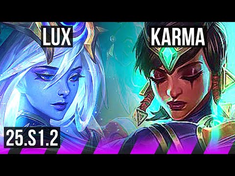 LUX & Miss Fortune vs KARMA & Ezreal (SUP) | 1500+ games, 1/1/7 | KR Challenger | 25.S1.2