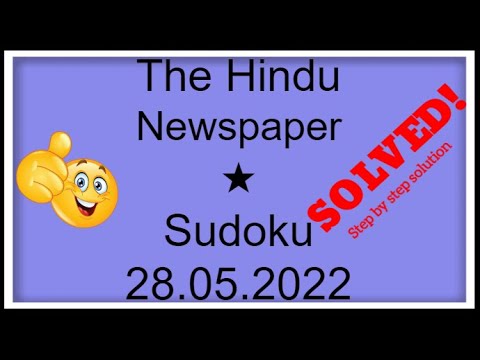 🔊How to Solve The Hindu 1 Star Sudoku Step by Step Solution for Beginners | 28.05.2022 | Level ★