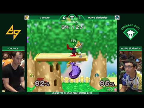 EC7: Losers Top 8 — Cactuar (Fox, Marth) vs. W2W | Bladewise (Peach) — SSBM