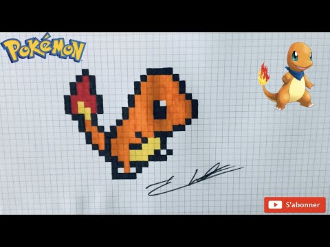 TUTO DESSIN PIXEL ART SALAMECHE POKEMON / HOW TO DRAW CHARMANDER PIXEL ART #1 #pixelartpokemon
