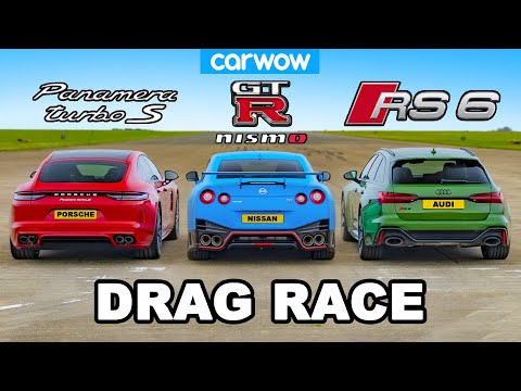 Nissan GT-R NISMO v Audi RS6 v Panamera Turbo S: DRAG RACE