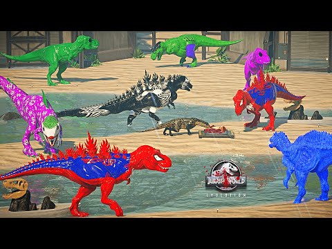 Super Hero Dinosaurs Pack vs Color Pack Dinosaurs Battle in Jurassic World Evolution