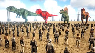 1000 HUMANS VS DINOSAURS - ARK Survival Evolved  C