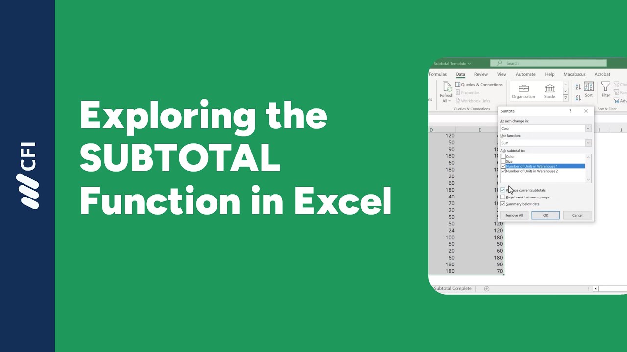 How to use the SUBTOTAL Function in Excel for Data Analysis