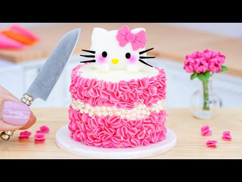 Satisfying Miniature Hello Kitty Cake Decorating - Best Strawberry Cake Recipe | Free Cakes