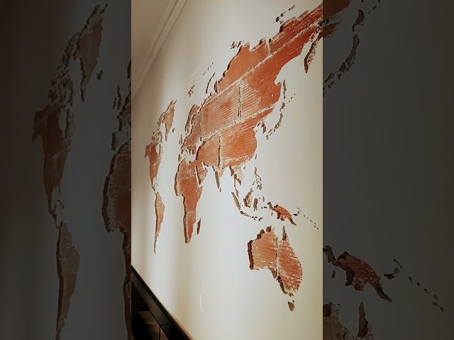 Vídeo relacionado con Mural gigante del mapa del mundo, mega mapa del mundo, tonos neutros, 232 x 158