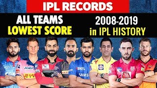 Lowest Team Total Score in IPL History | IPL Records | IPL 2020 | CSK RCB MI RR SRH KKR KXIP DC