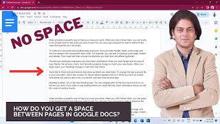 How do you get a space between pages in Google Docs?