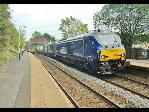 DRS Class 68s Nos 68026 & 68023 at Stocksfield - 6M60 - Seaton to Sellafield Flasks - 21st Aug 2017