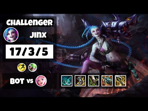 Jinx Bot Lane 11.8 Challenger Gameplay Replay S11 (17/3/5) - EU
