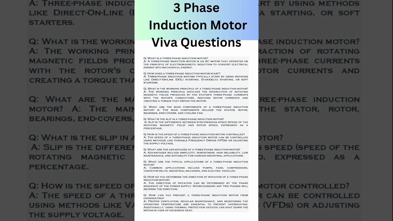 3Ph INDUCTION MOTOR Viva Questions