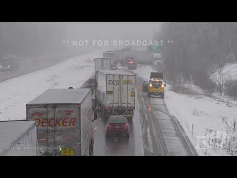 03-10-2023 Erie, PA - Jack Knifed Tractor Trailer, Heavy Snow, Plow Truck