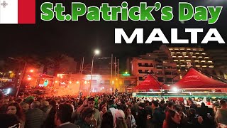 【4K】🇲🇹St. Patrick’s Day in Malta 🍀| CRAZY Chaotic Night Walk in St. Julian’s