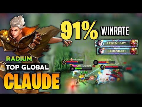 91% WINRATE! CLAUDE Goldlane Perfect Gameplay [ Top Global Claude Best Build ] By RADIUM - MLBB