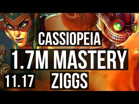 CASSIOPEIA & Leona vs ZIGGS & Taric (ADC) | 1600+ games, 1.7M mastery | KR Grandmaster | v11.17