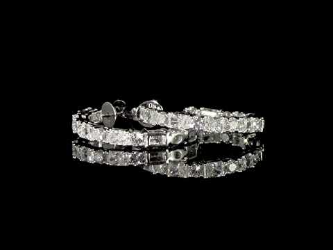 18k White Gold 3.12ct (TDW) Diamond Hoop Earrings