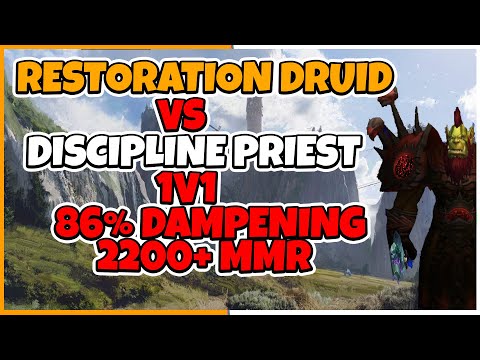 Destro Lock & Resto Druid vs Disc Priest & Warrior - 1v1 Resto Druid Vs Disc Priest 86% Dampening