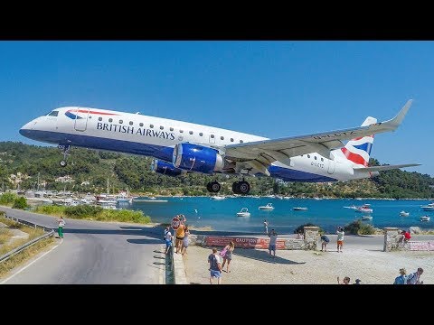 SKIATHOS AIRPORT - JETBLASTS, LOW LANDINGS and GO AROUNDS - The EUROPEAN ST. MAARTEN (4K)