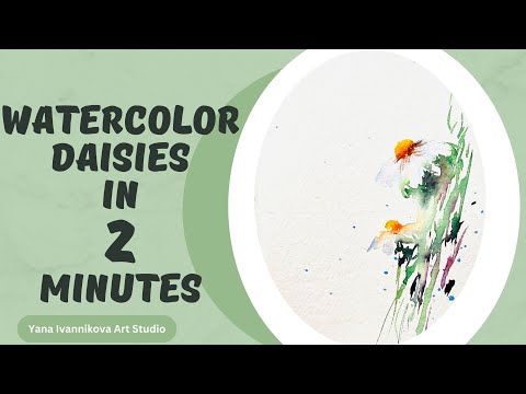 Waterolor Daisies in 2 Minutes, No Pencil needed