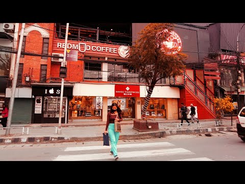 Excursão a pé pela cidade de Katmandu de Durbar Marg a Bagbazaar Via Kathmandu Plaza Travel Nepal 4K UHD 60 fp