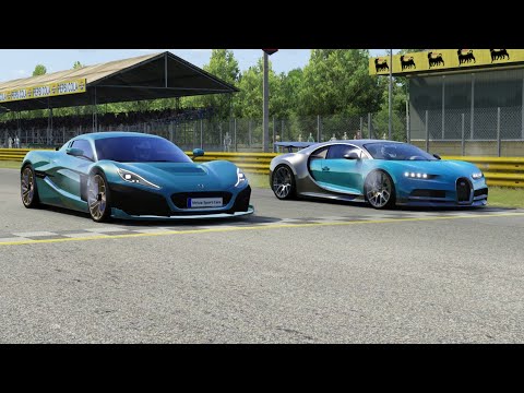 Rimac Nevera vs Bugatti Chiron at Monza Full Course
