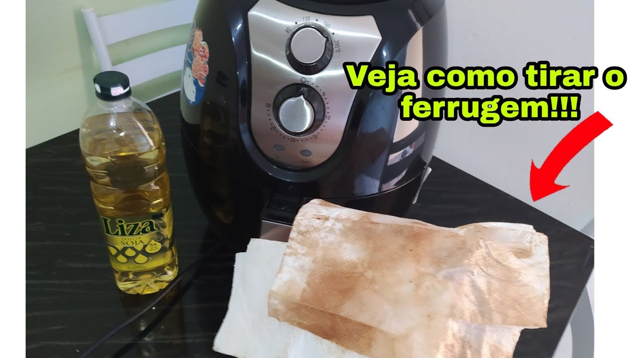 TRUQUE PARA TIRAR FERRUGEM DA AIR FRYER (😱fiquei chocada com a quantidade que saiu)